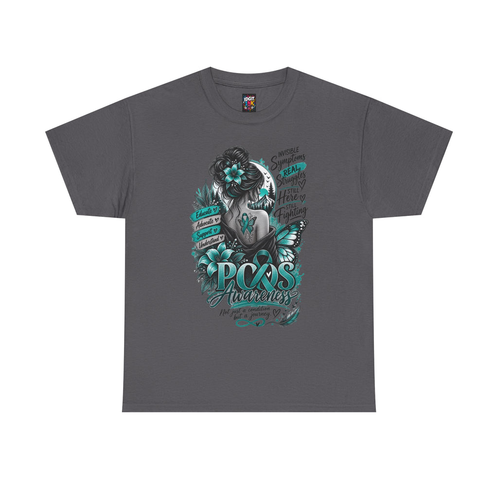 PCOS Awareness Shirt Teal Ribbon Empowerment Tee