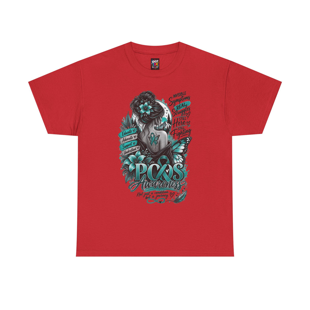 PCOS Awareness Shirt Teal Ribbon Empowerment Tee