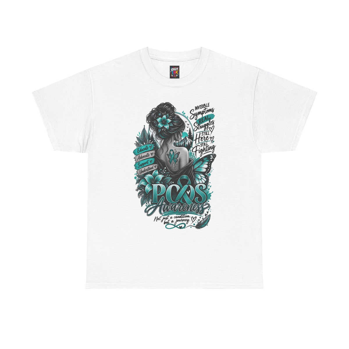 PCOS Awareness Shirt Teal Ribbon Empowerment Tee