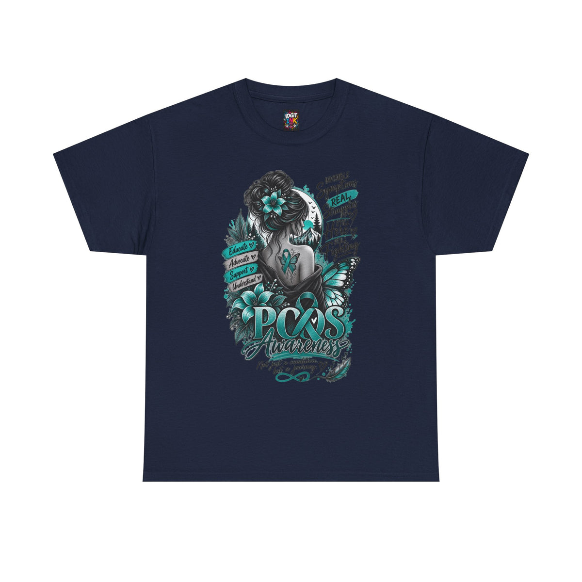 PCOS Awareness Shirt Teal Ribbon Empowerment Tee