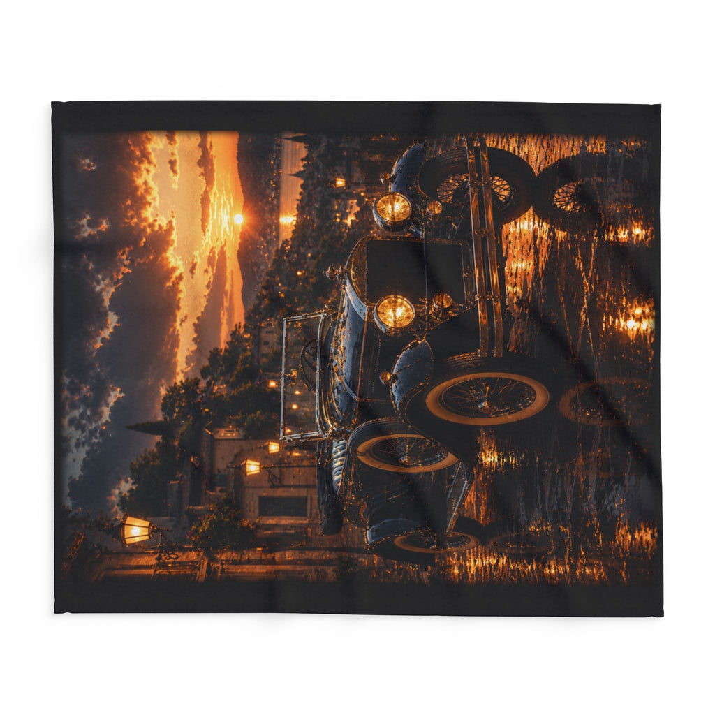 Vintage Car Sunset Fleece Blanket 29