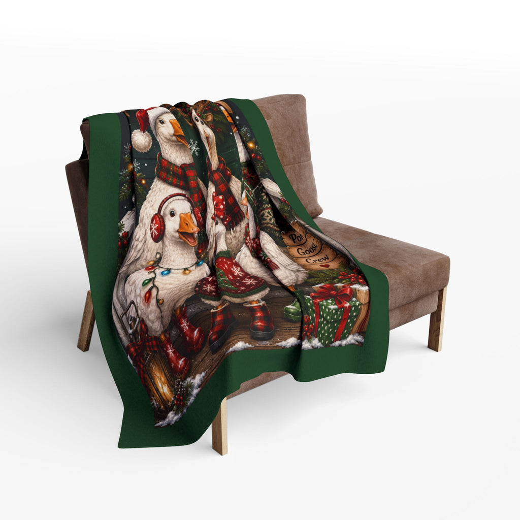 Merry Christmas Goose Carolers Fleece Blanket