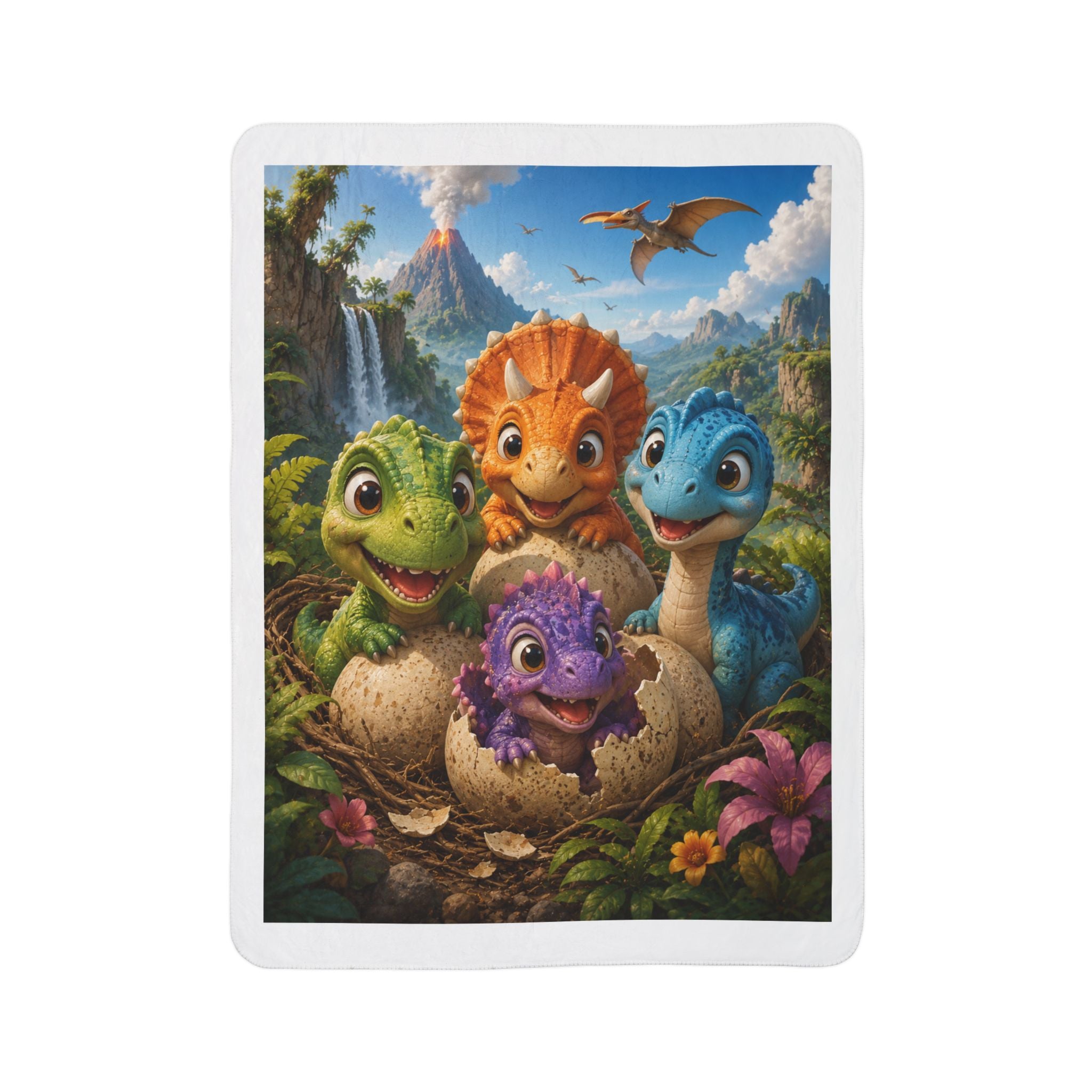Dinosaur Baby Fleece Sherpa Blanket — Cozy Kids Dino Throw