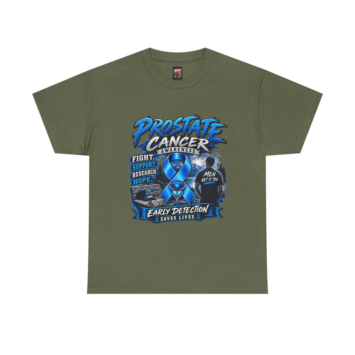 Prostate Cancer Awareness T-Shirt — Early Detection Saves Lives (Blue Ribbon)