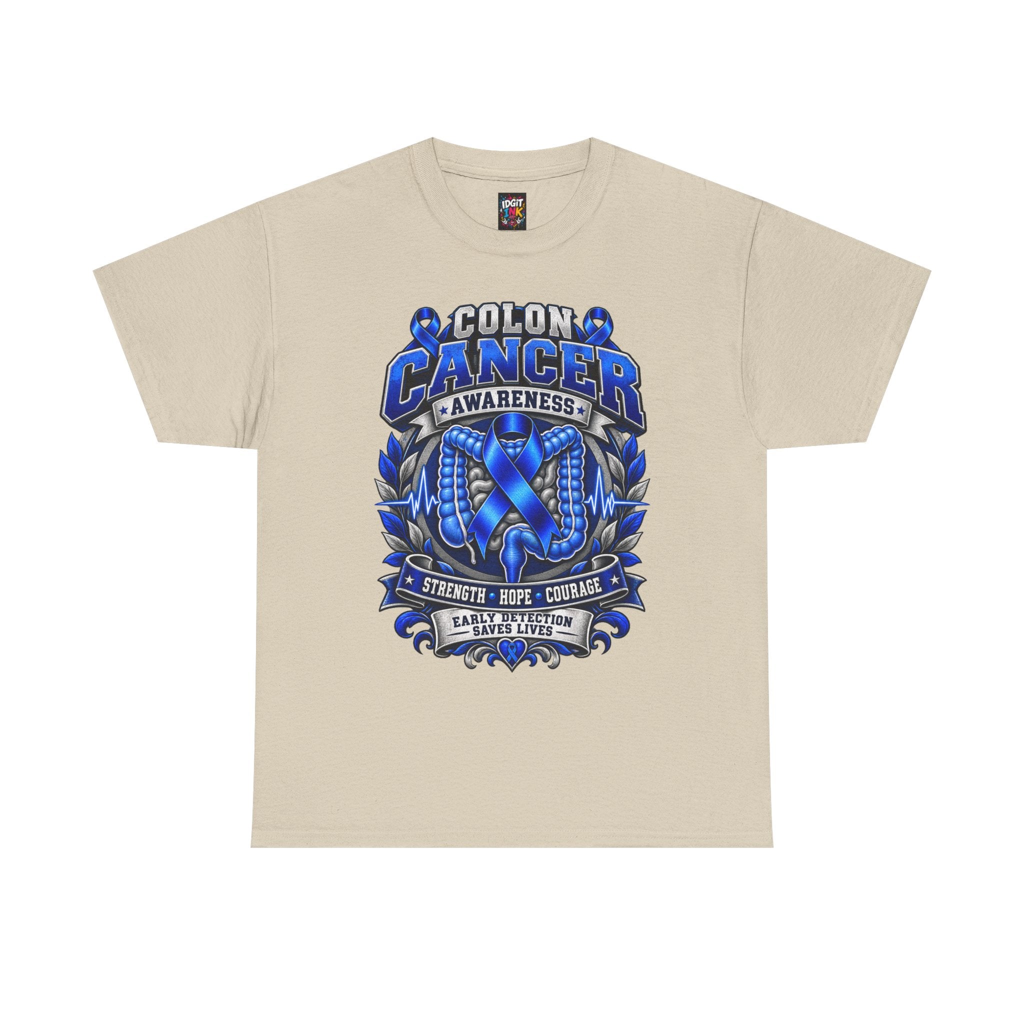 Colon Cancer Awareness T-Shirt — Strength Hope Courage Ribbon Design