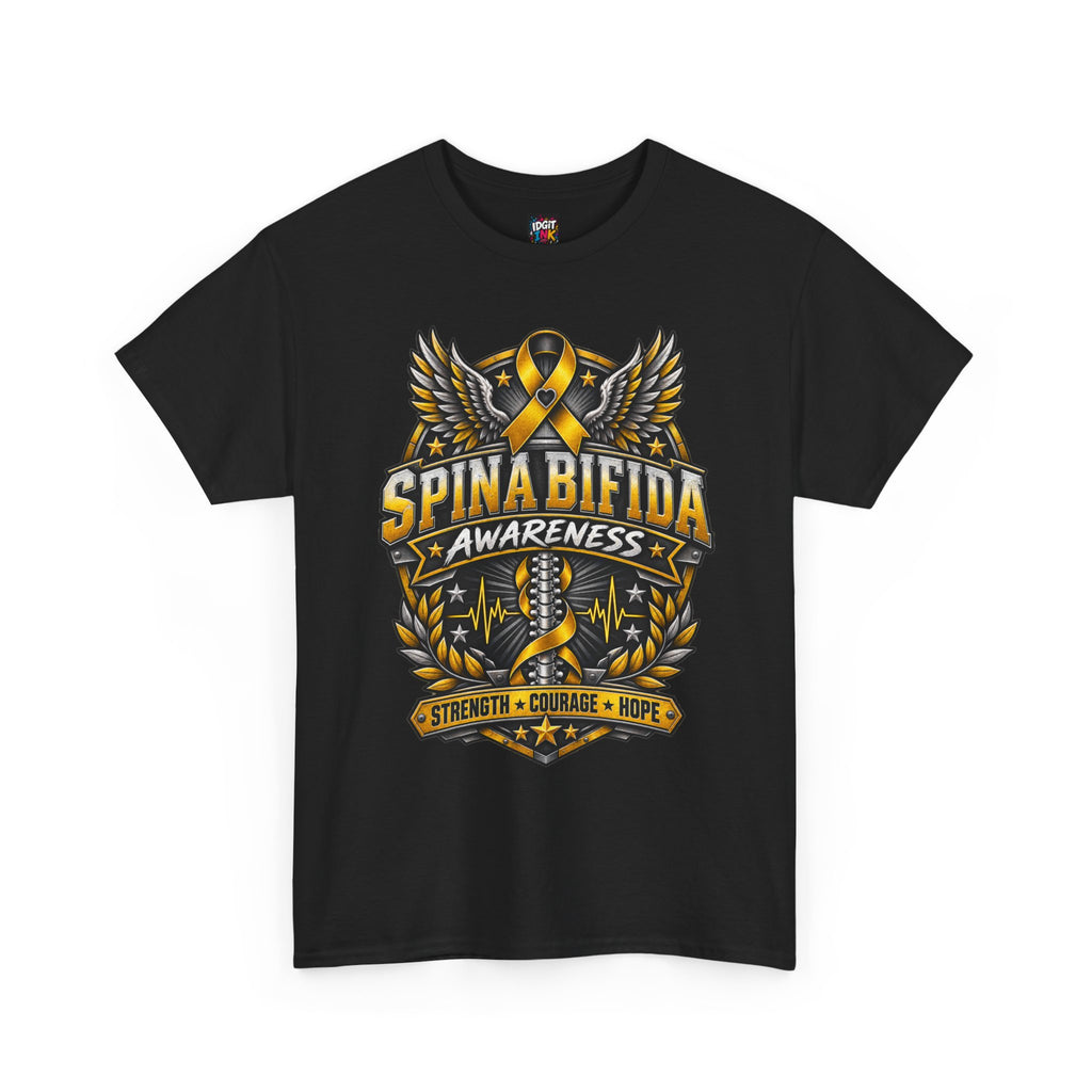 Spina Bifida Awareness  Gold Ribbon Strength Courage Hope