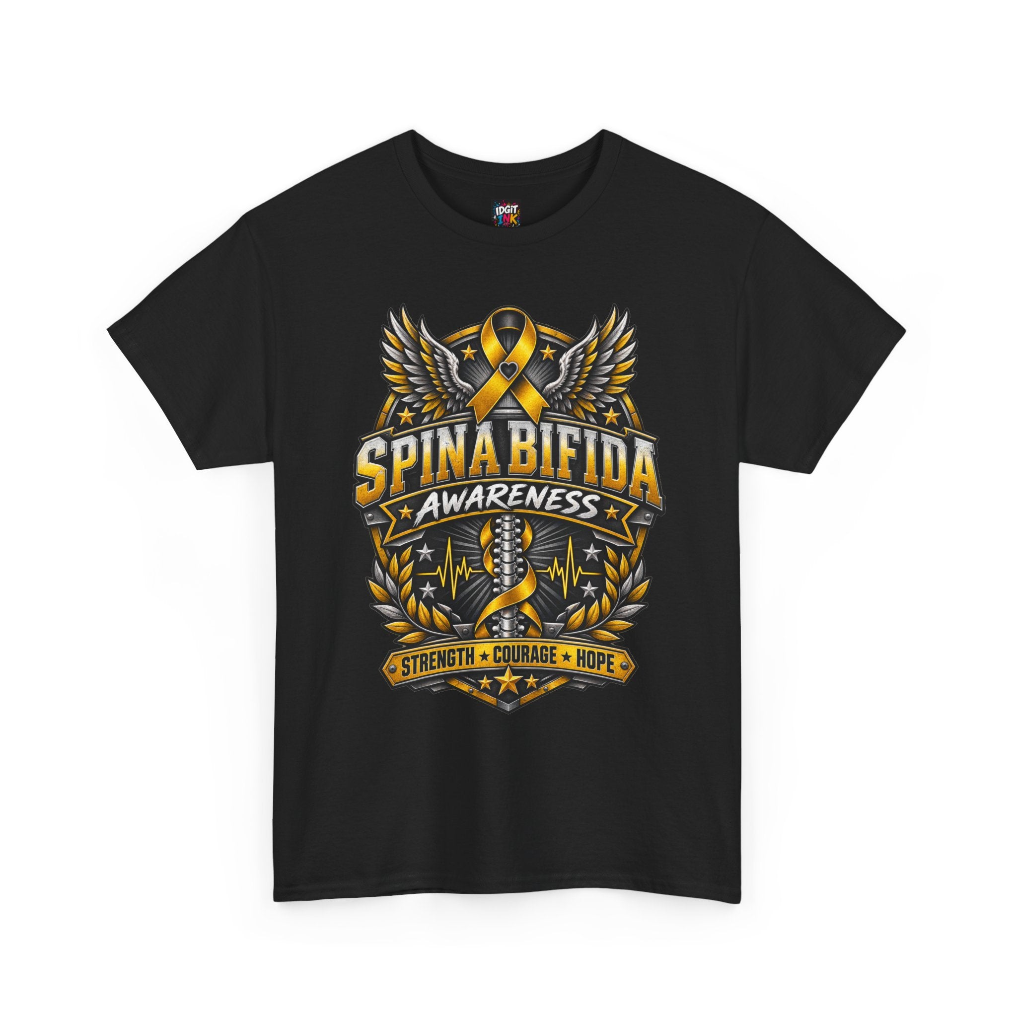 Spina Bifida Awareness  Gold Ribbon Strength Courage Hope