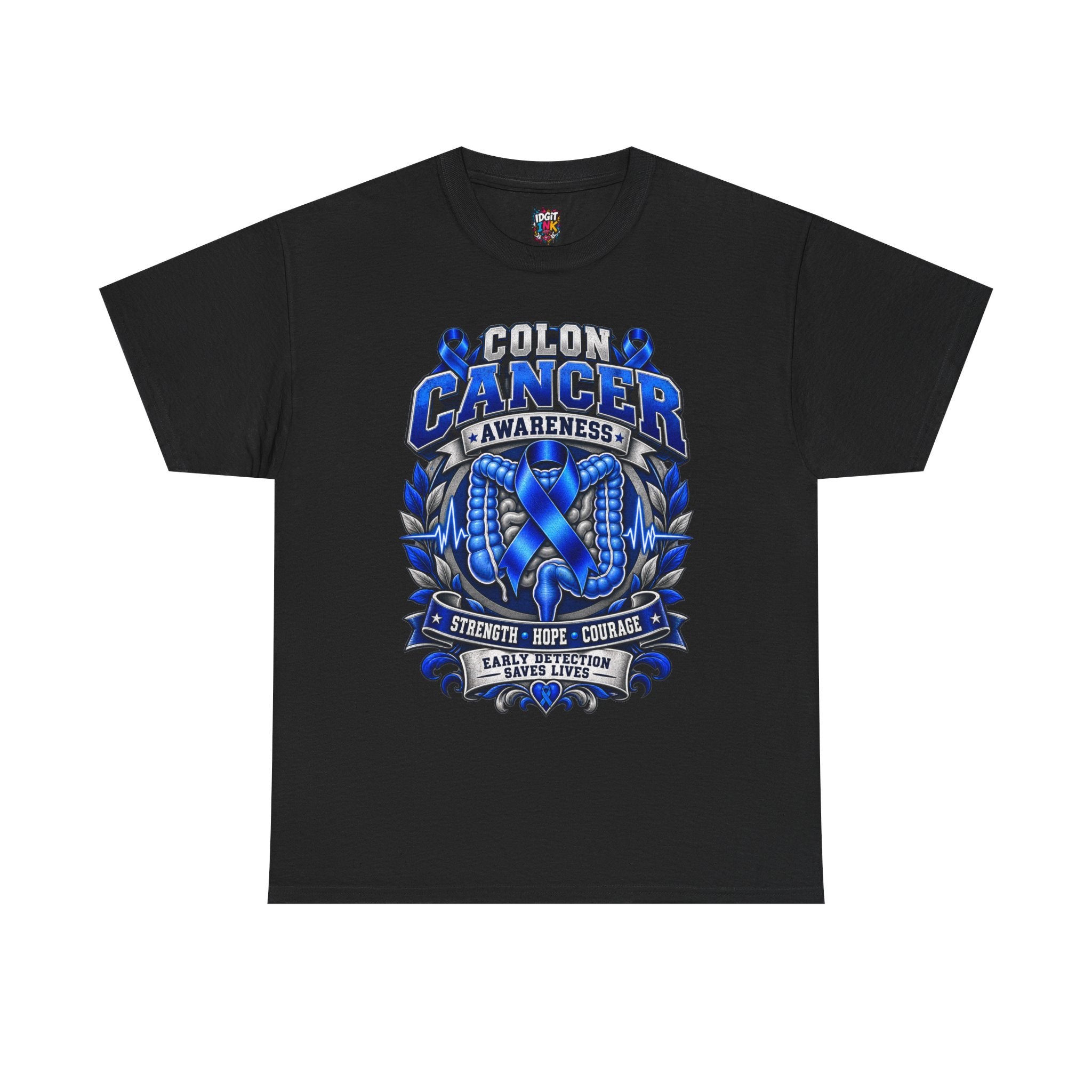 Colon Cancer Awareness T-Shirt — Strength Hope Courage Ribbon Design