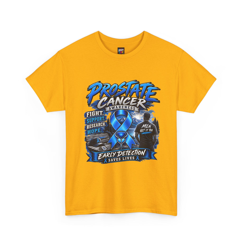 Prostate Cancer Awareness T-Shirt — Early Detection Saves Lives (Blue Ribbon)