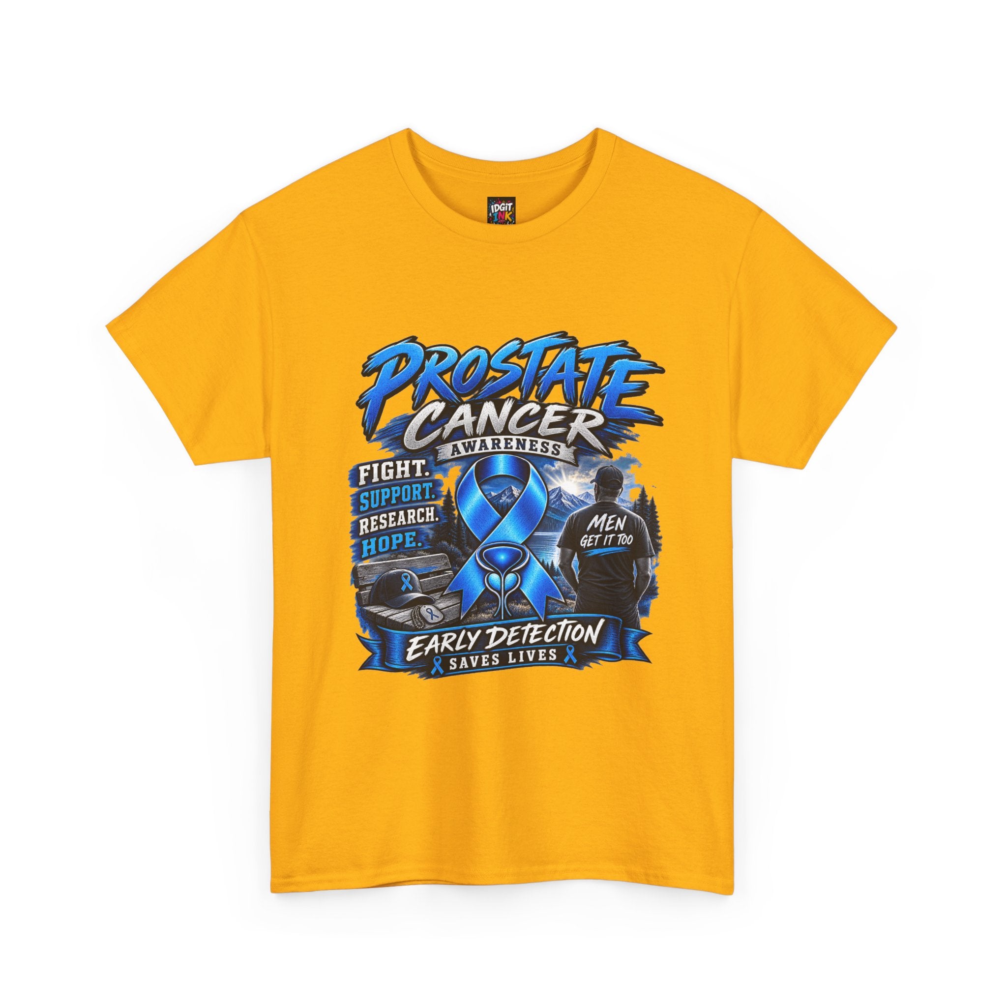 Prostate Cancer Awareness T-Shirt — Early Detection Saves Lives (Blue Ribbon)
