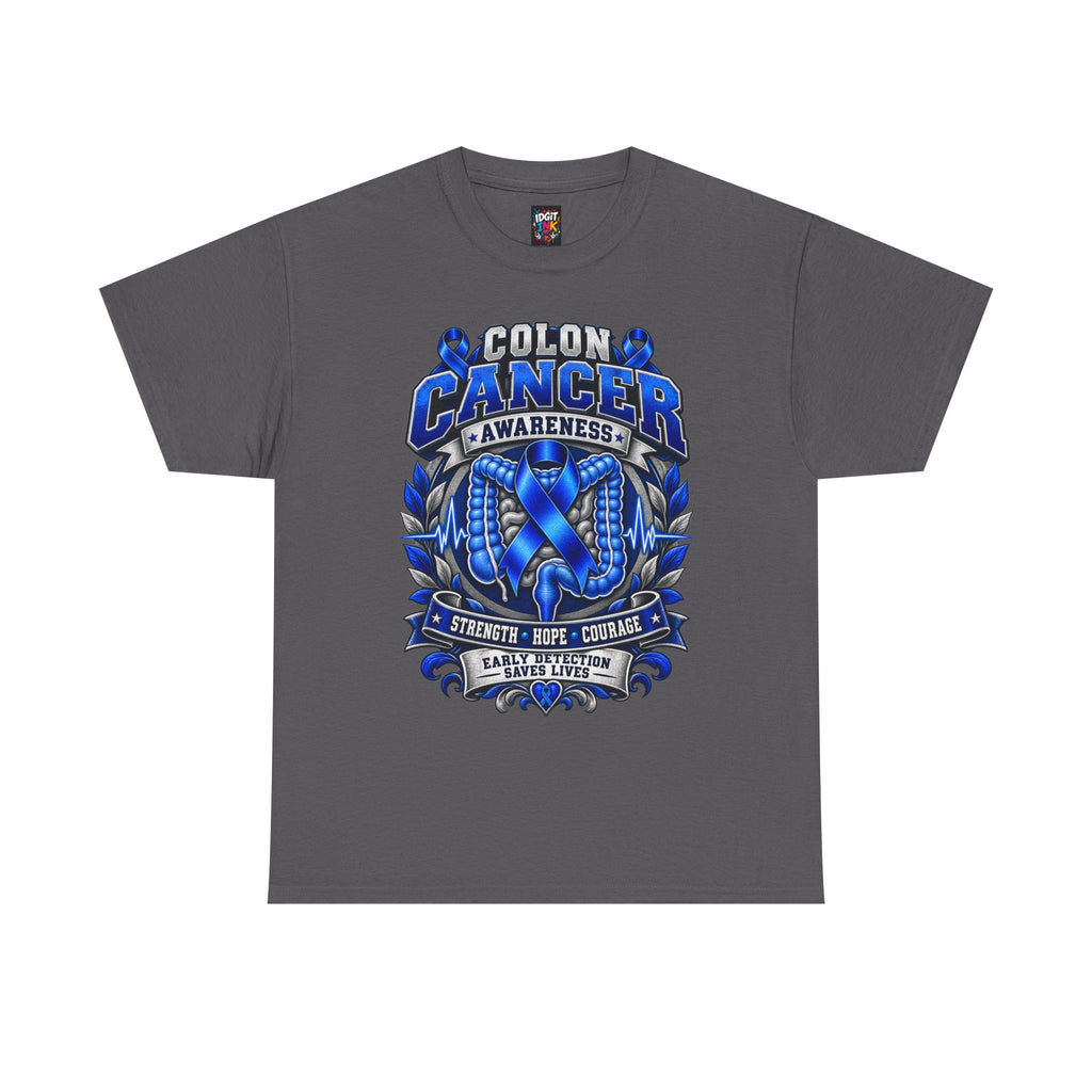 Colon Cancer Awareness T-Shirt — Strength Hope Courage Ribbon Design