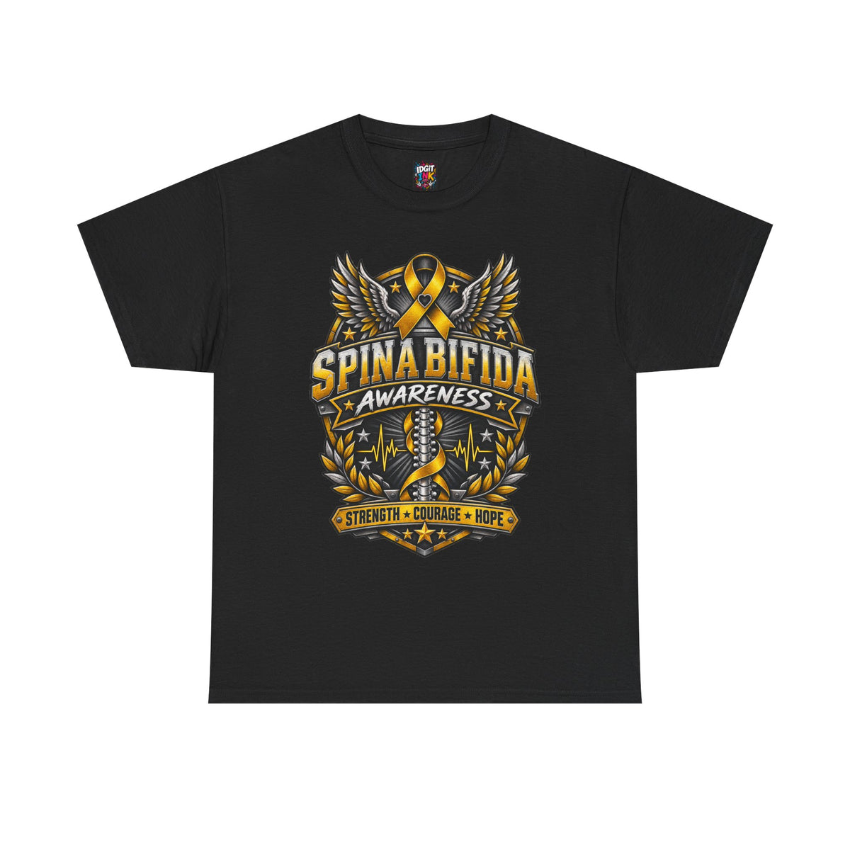 Spina Bifida Awareness  Gold Ribbon Strength Courage Hope