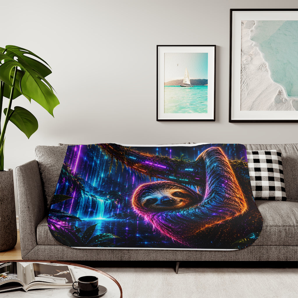 Neon Sloth — Sherpa Fleece Blanket