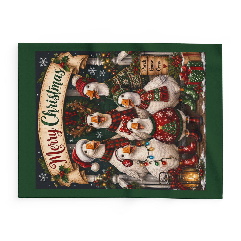 Merry Christmas Goose Carolers Fleece Blanket