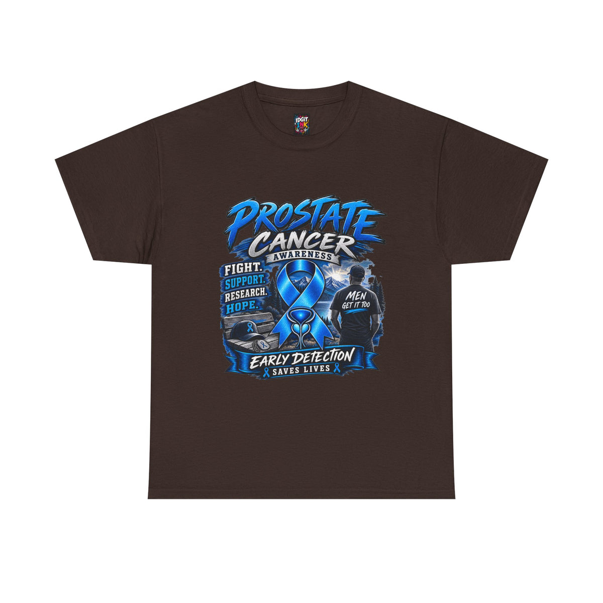 Prostate Cancer Awareness T-Shirt — Early Detection Saves Lives (Blue Ribbon)