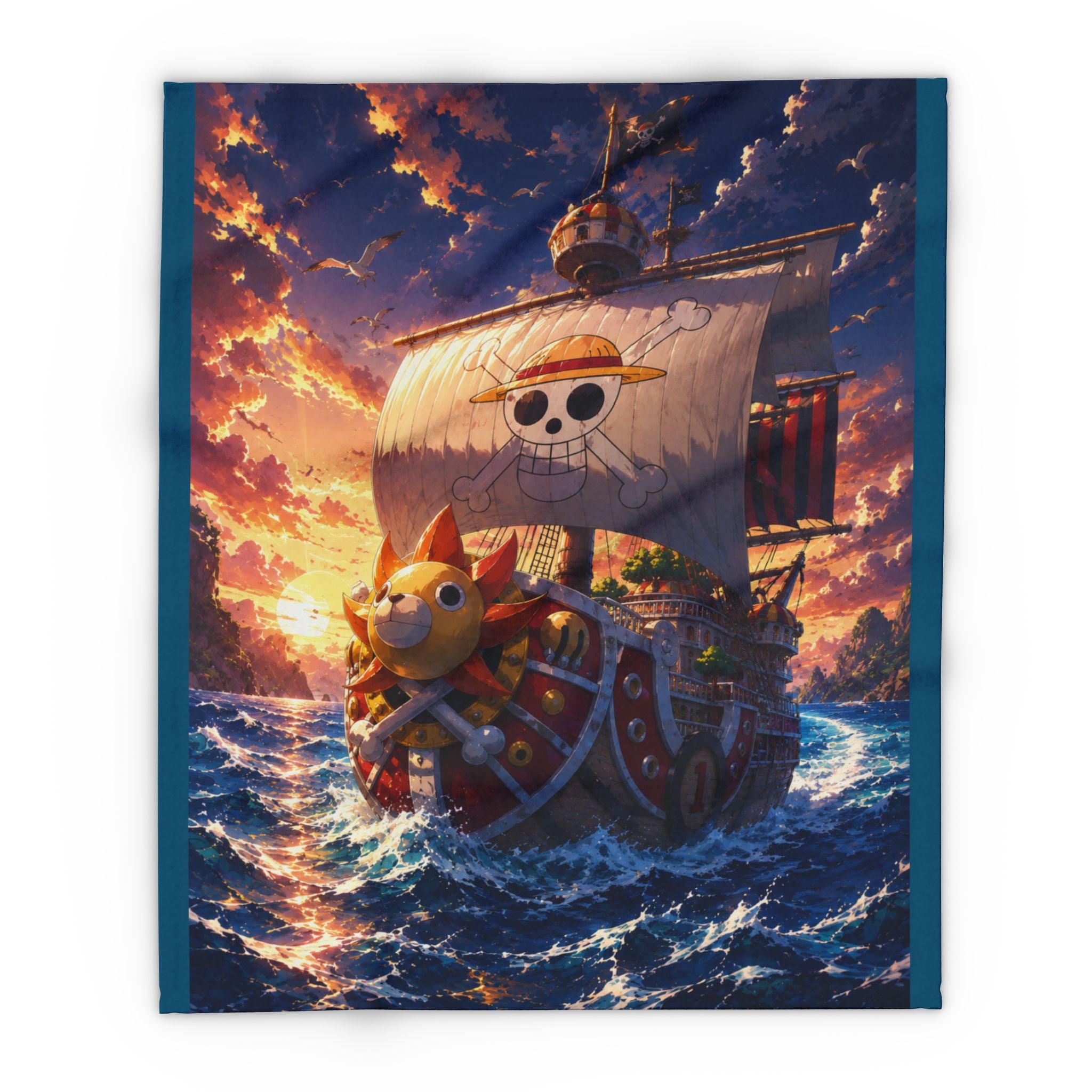 One piece Sunny Ship Anime Pirate Crew Fleece Throw
