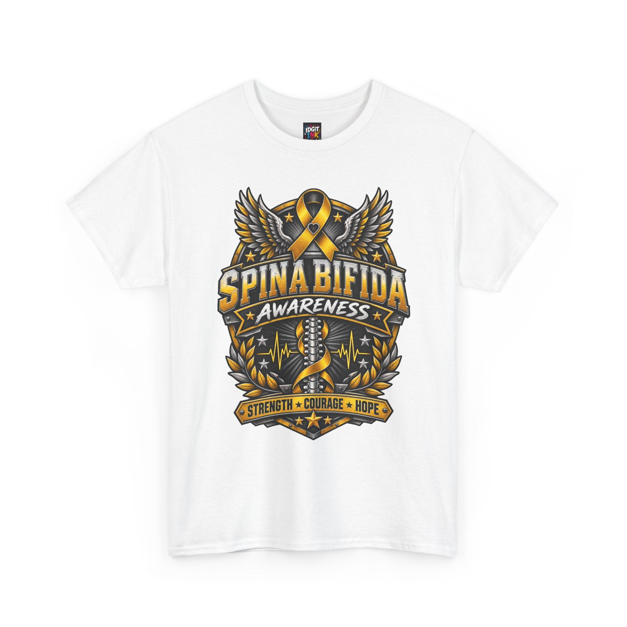 Spina Bifida Awareness  Gold Ribbon Strength Courage Hope