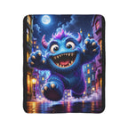 Cute Blue Monster Sherpa Blanket – Cozy Kids Fleece Throw — Sherpa Fleece Blanket product image 1 | Idgit Ink