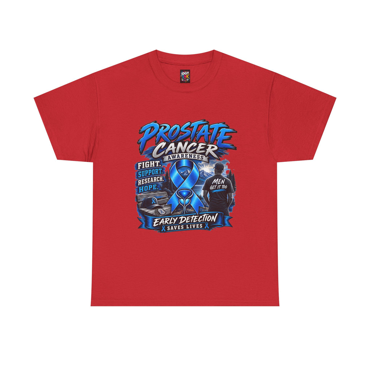 Prostate Cancer Awareness T-Shirt — Early Detection Saves Lives (Blue Ribbon)