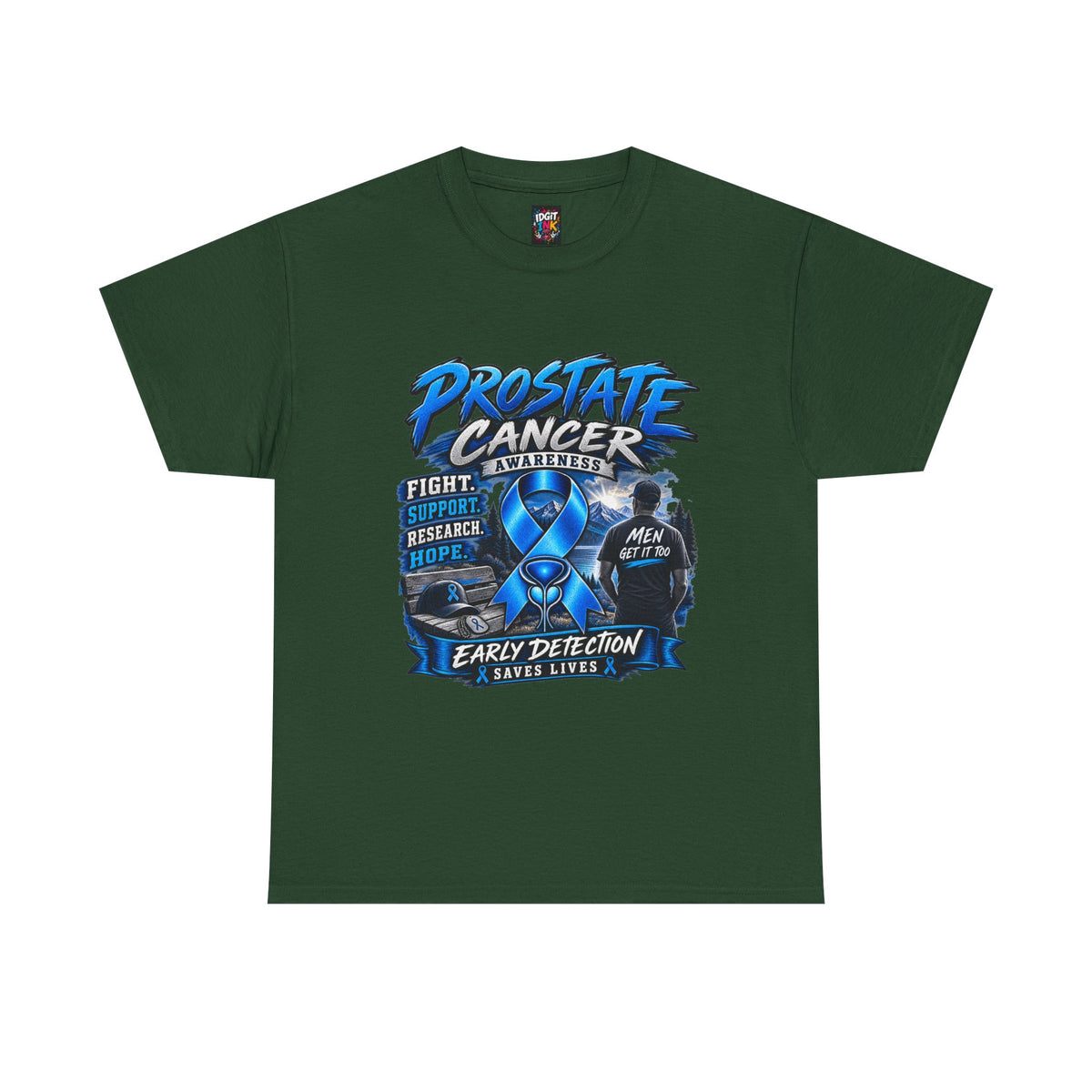 Prostate Cancer Awareness T-Shirt — Early Detection Saves Lives (Blue Ribbon)