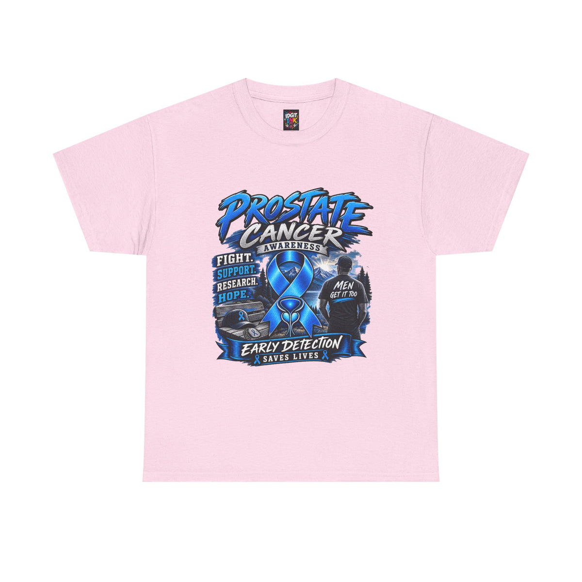 Prostate Cancer Awareness T-Shirt — Early Detection Saves Lives (Blue Ribbon)