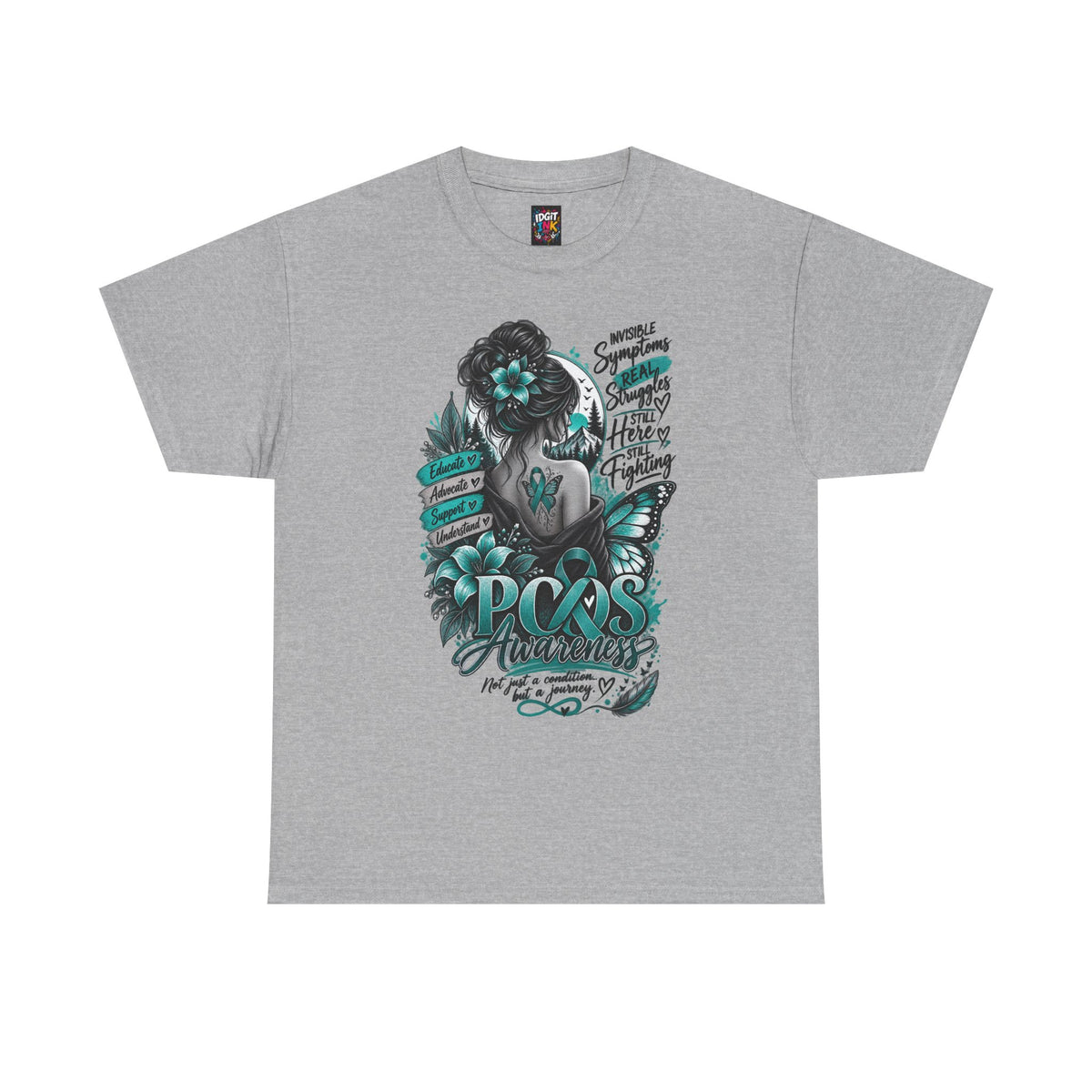 PCOS Awareness Shirt Teal Ribbon Empowerment Tee