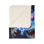 Cute Blue Monster Sherpa Blanket – Cozy Kids Fleece Throw — Sherpa Fleece Blanket product image 8 | Idgit Ink