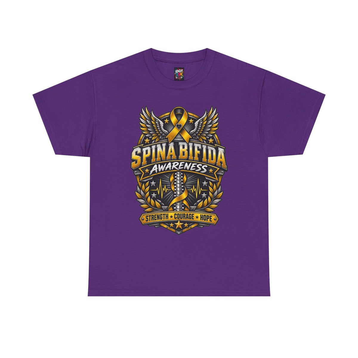 Spina Bifida Awareness  Gold Ribbon Strength Courage Hope