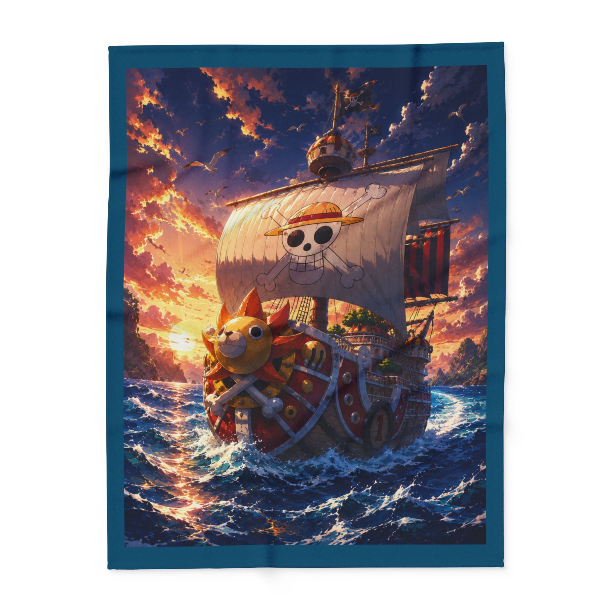 One piece Sunny Ship Anime Pirate Crew Fleece Throw