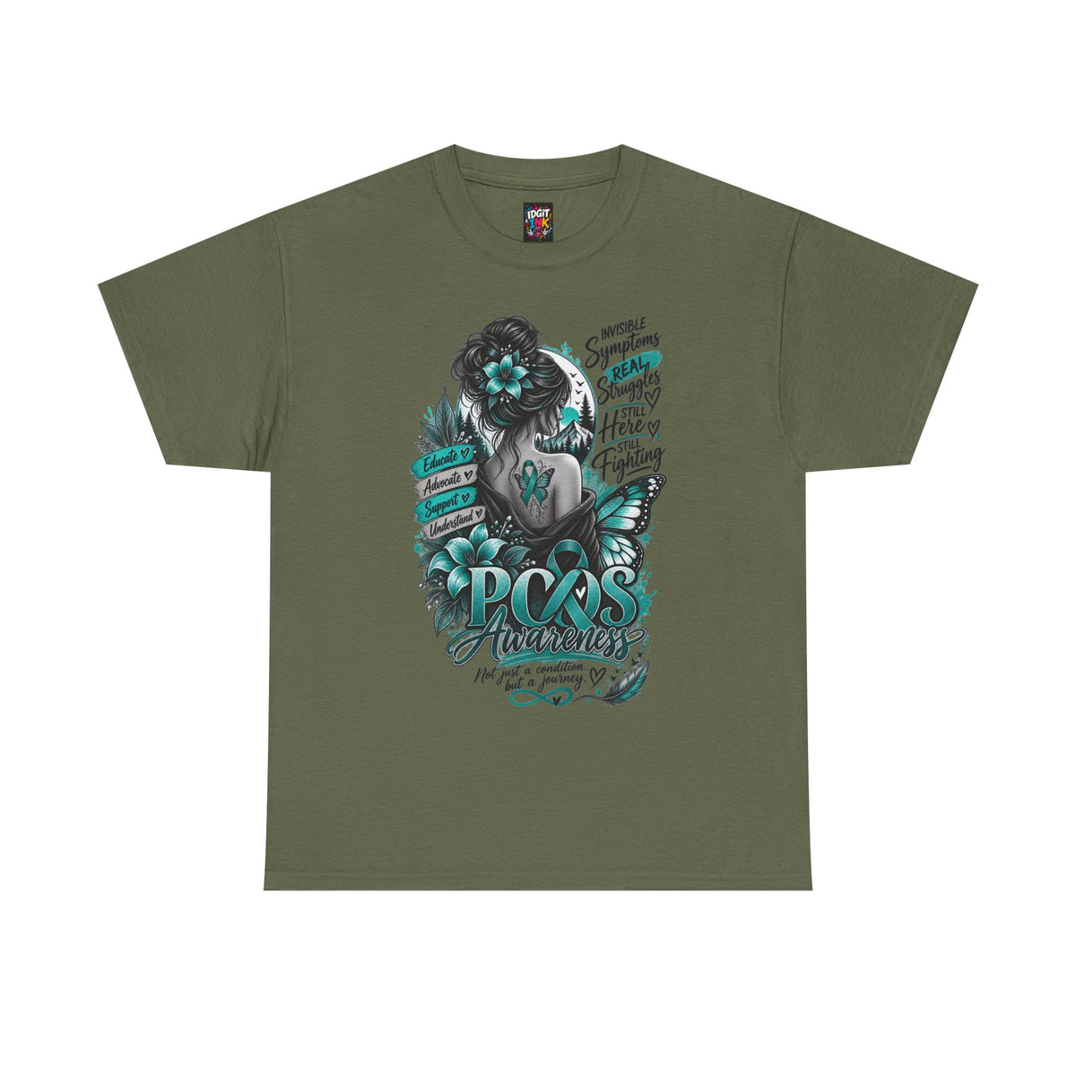 PCOS Awareness Shirt Teal Ribbon Empowerment Tee