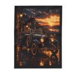 Vintage Car Sunset Fleece Blanket — Cozy Fleece Blanket