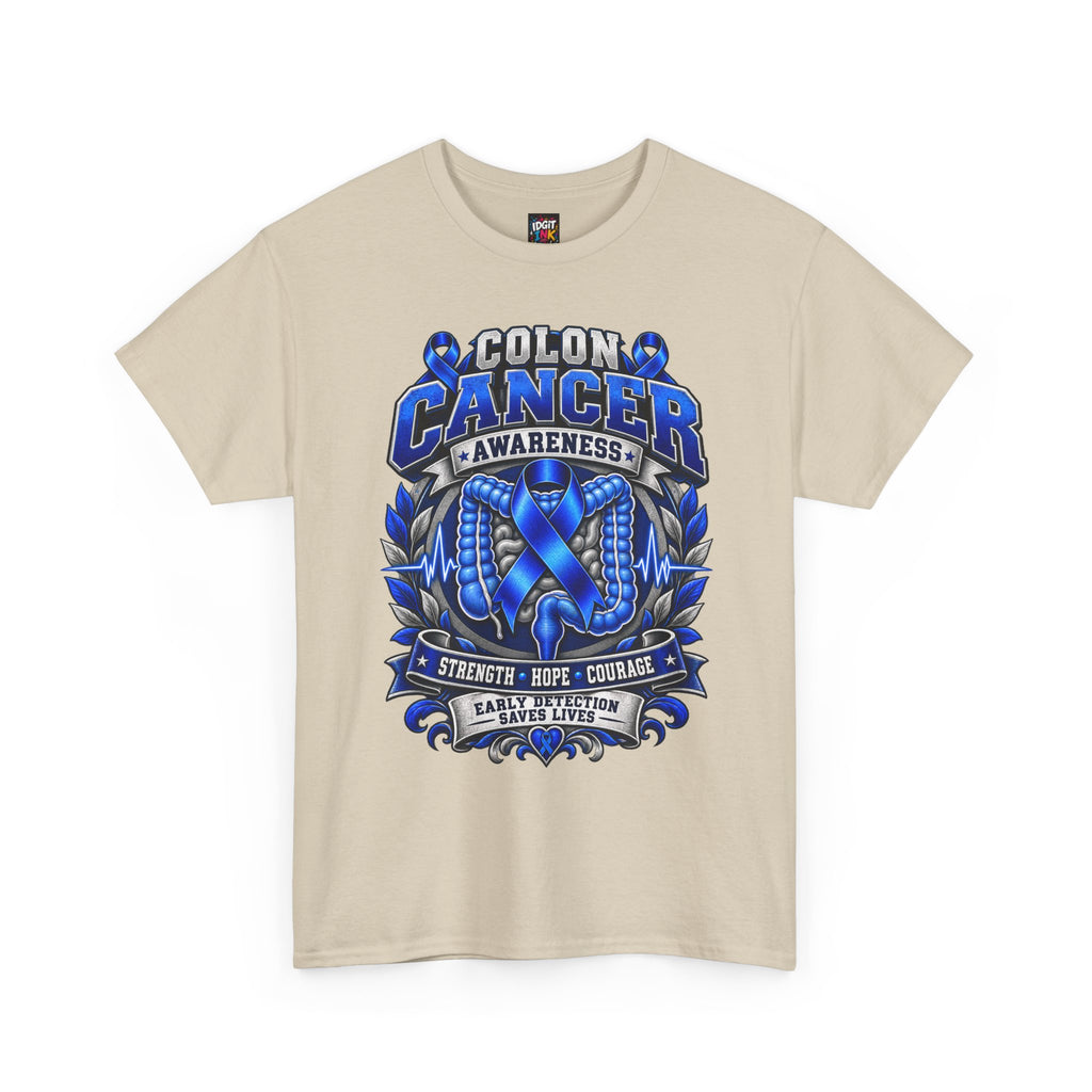 Colon Cancer Awareness T-Shirt — Strength Hope Courage Ribbon Design