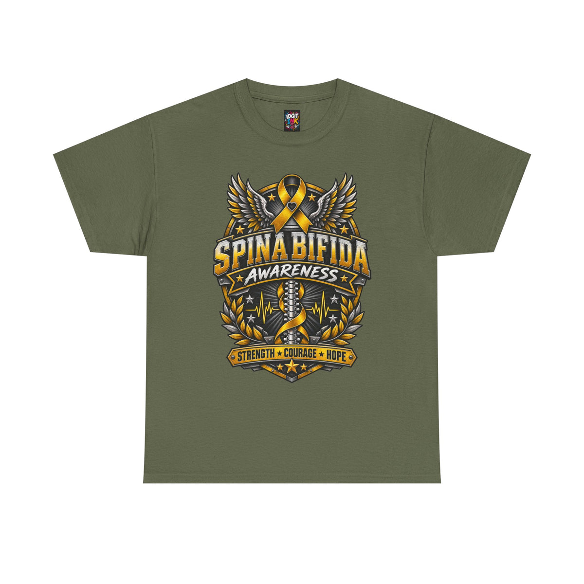 Spina Bifida Awareness  Gold Ribbon Strength Courage Hope