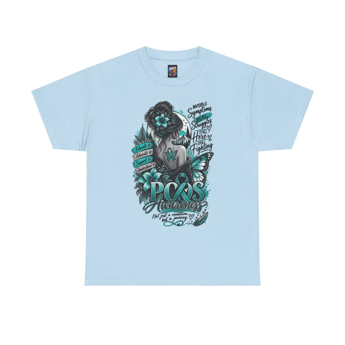 PCOS Awareness Shirt Teal Ribbon Empowerment Tee