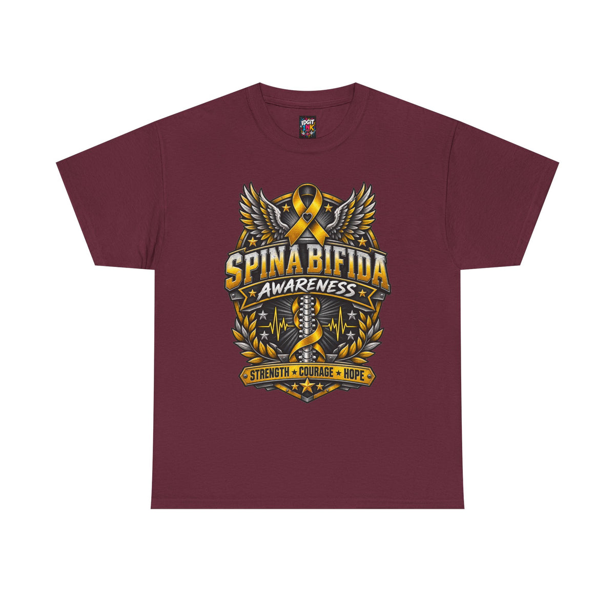 Spina Bifida Awareness  Gold Ribbon Strength Courage Hope