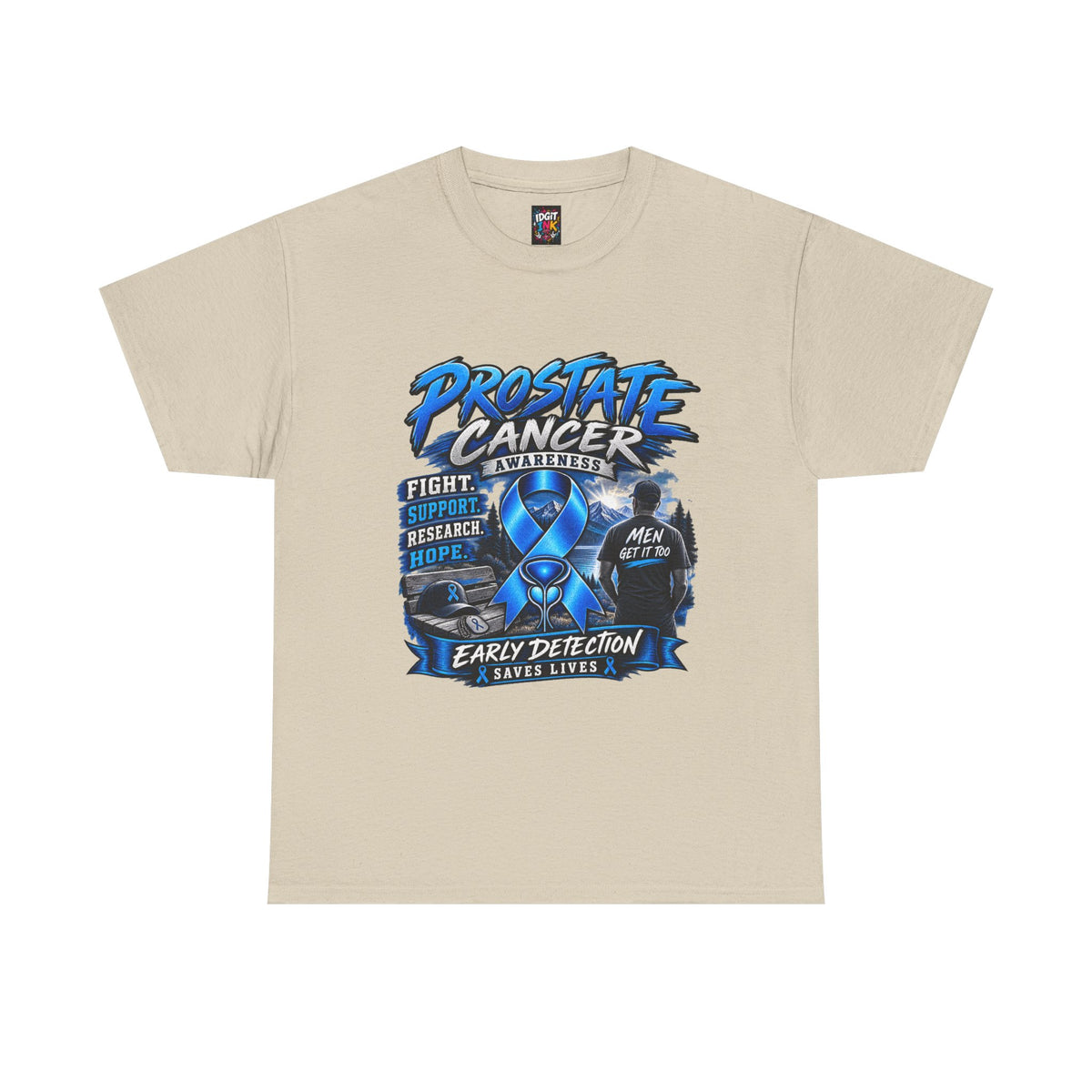 Prostate Cancer Awareness T-Shirt — Early Detection Saves Lives (Blue Ribbon)