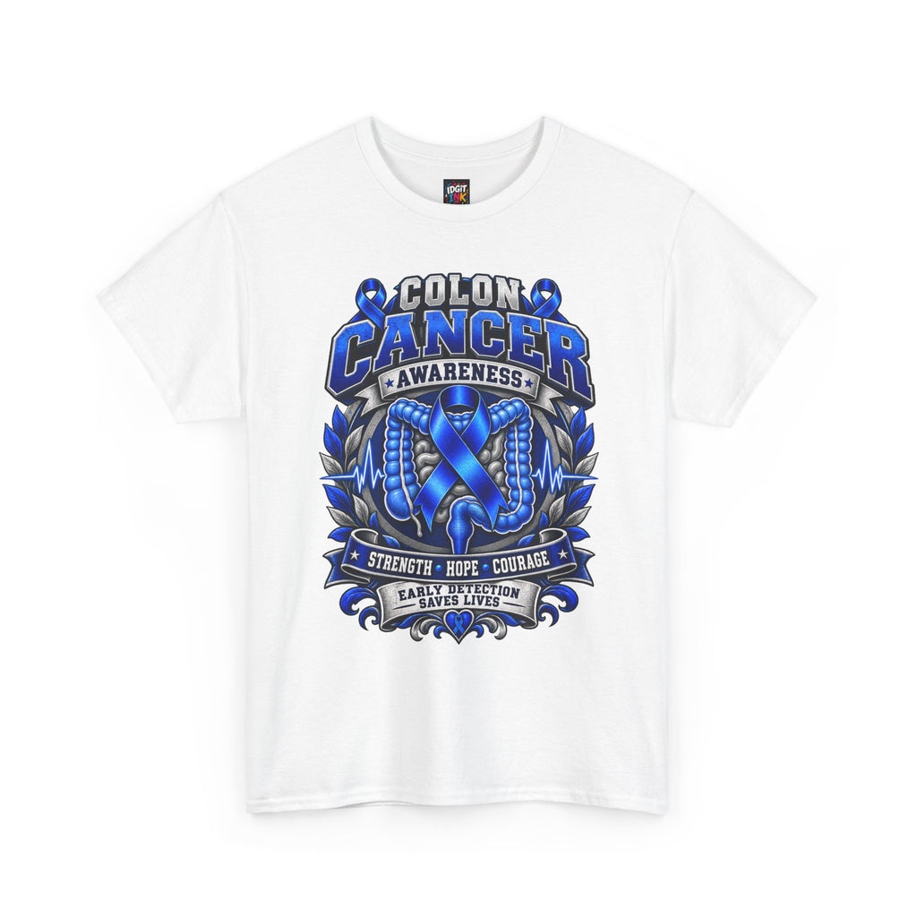 Colon Cancer Awareness T-Shirt — Strength Hope Courage Ribbon Design