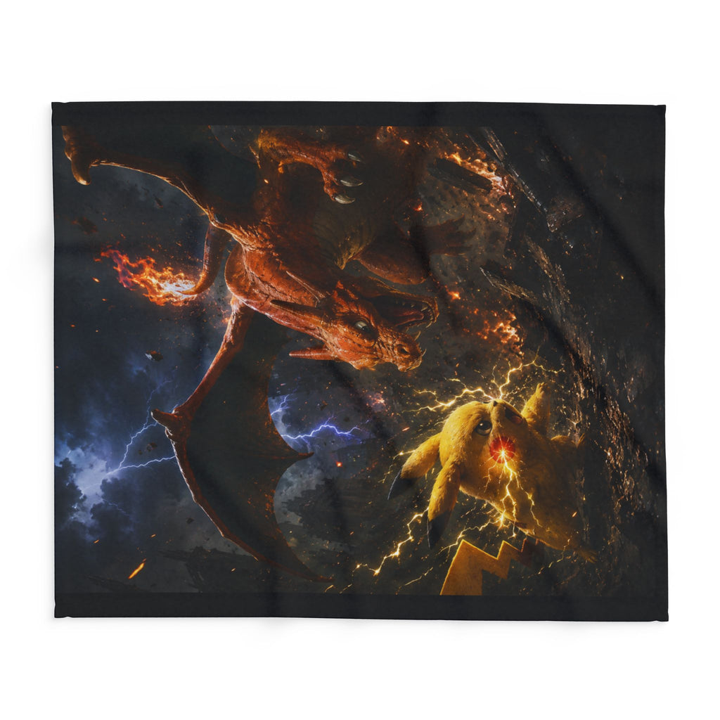 Fiery Dragon vs Lightning Mouse Arctic Fleece Blanket