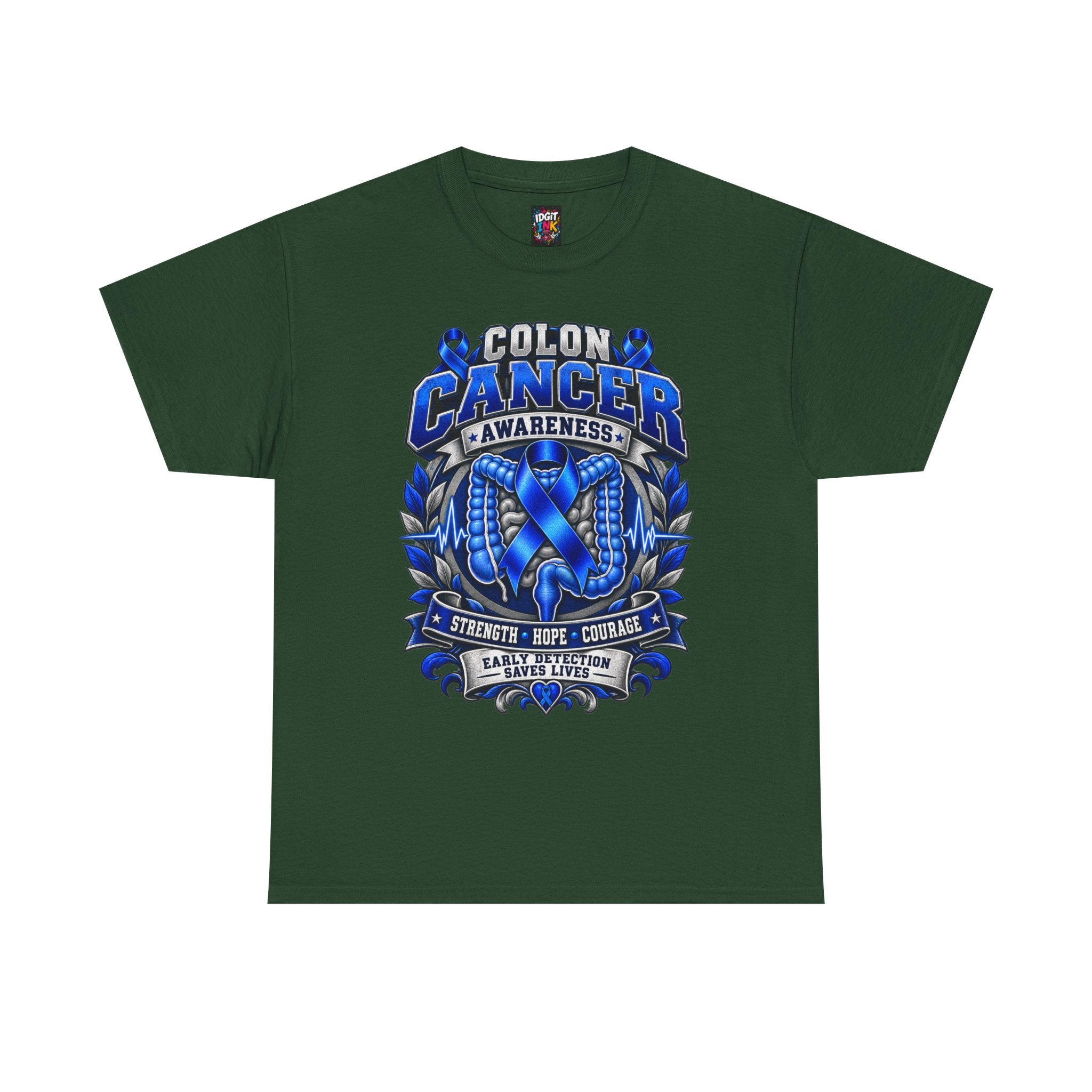 Colon Cancer Awareness T-Shirt — Strength Hope Courage Ribbon Design