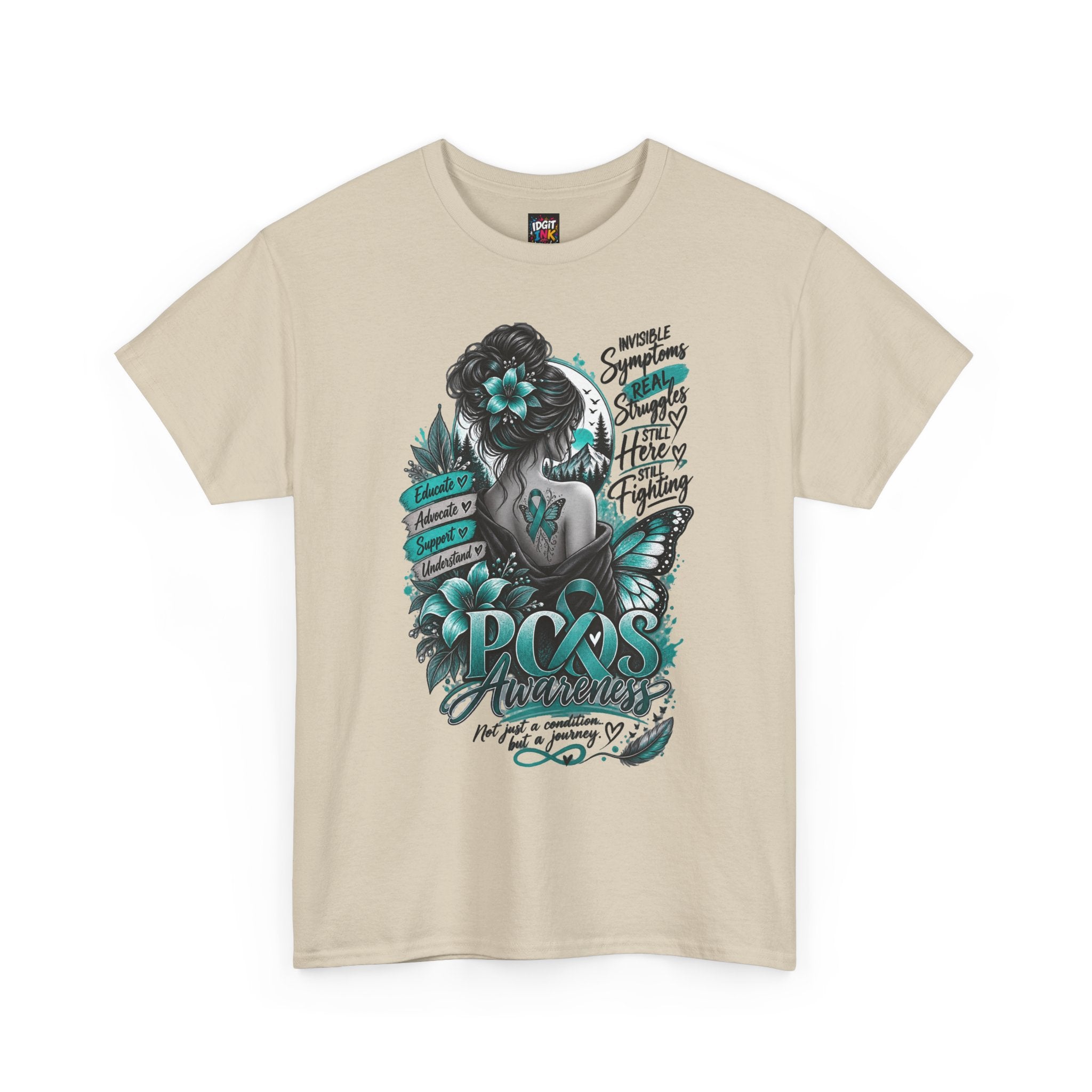 PCOS Awareness Shirt Teal Ribbon Empowerment Tee