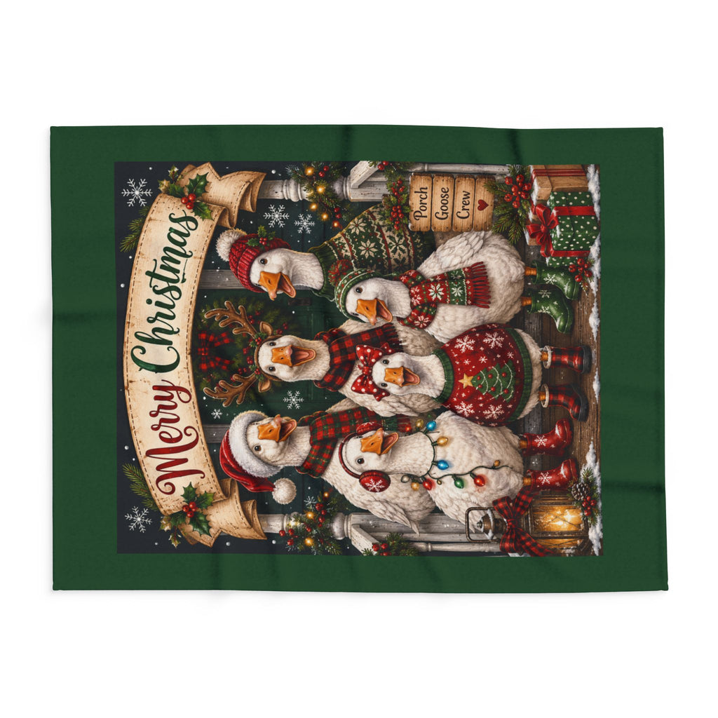 Merry Christmas Goose Carolers Fleece Blanket