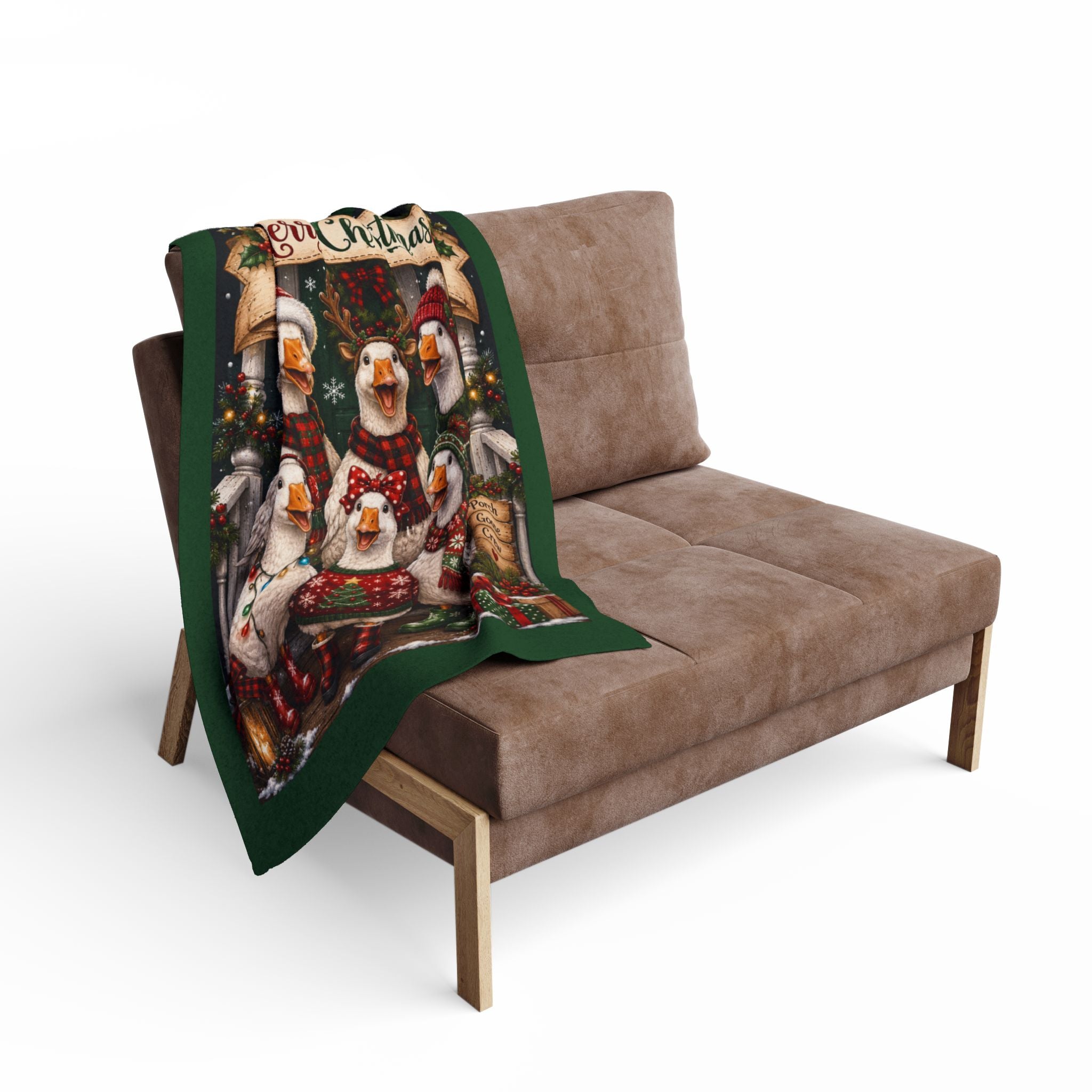 Merry Christmas Goose Carolers Fleece Blanket