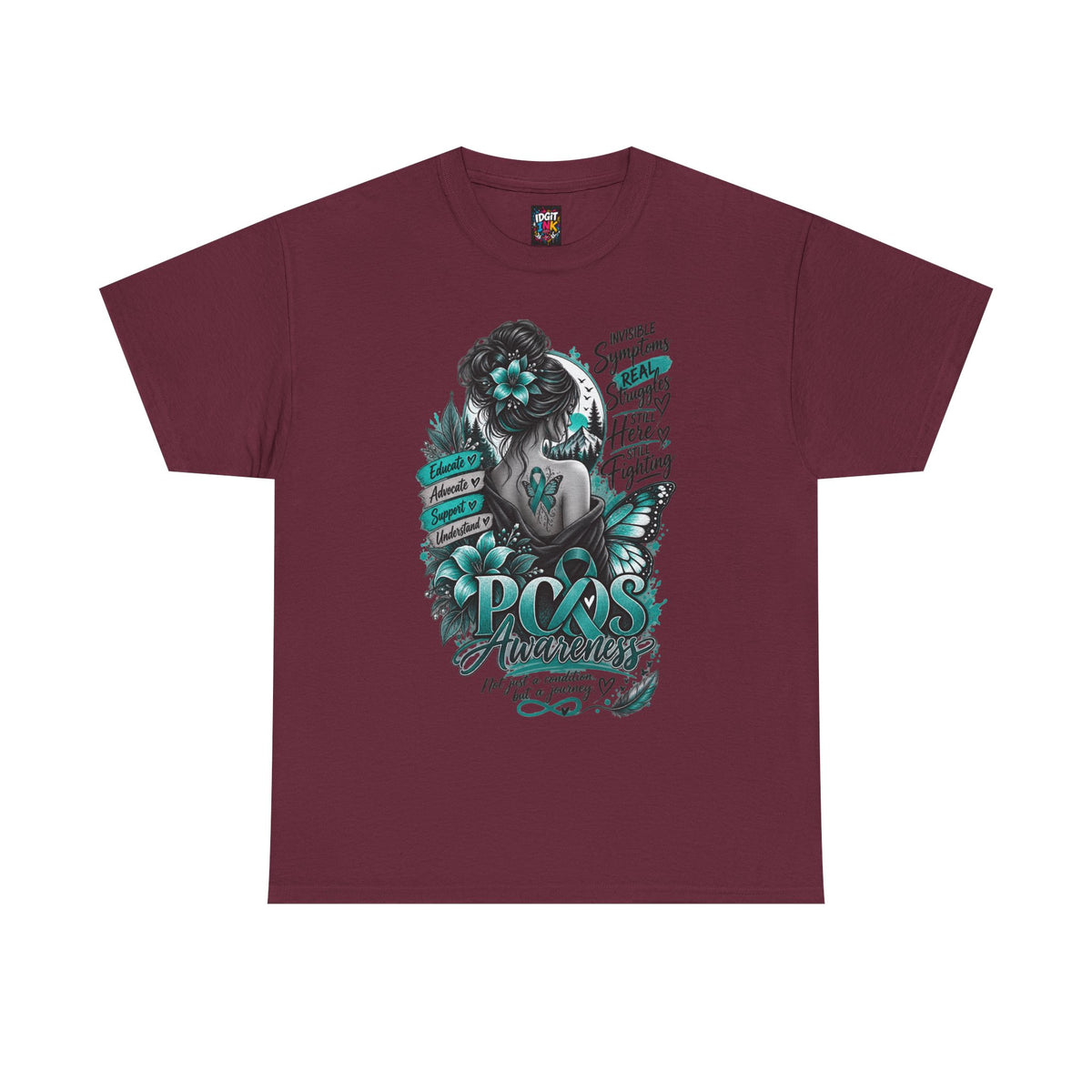 PCOS Awareness Shirt Teal Ribbon Empowerment Tee