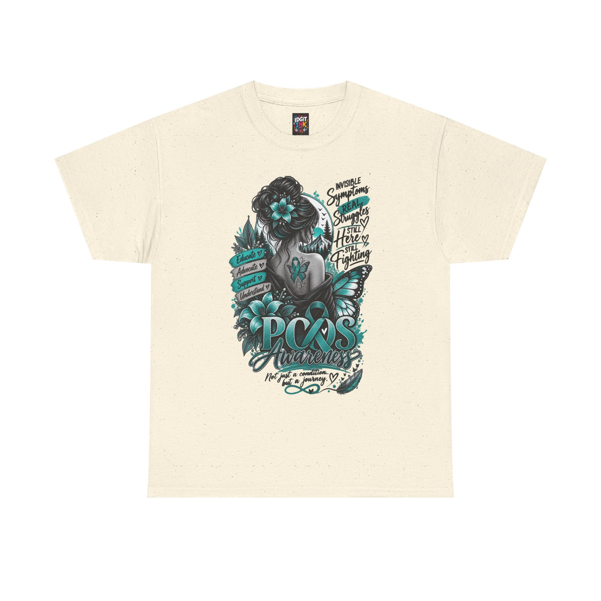 PCOS Awareness Shirt Teal Ribbon Empowerment Tee