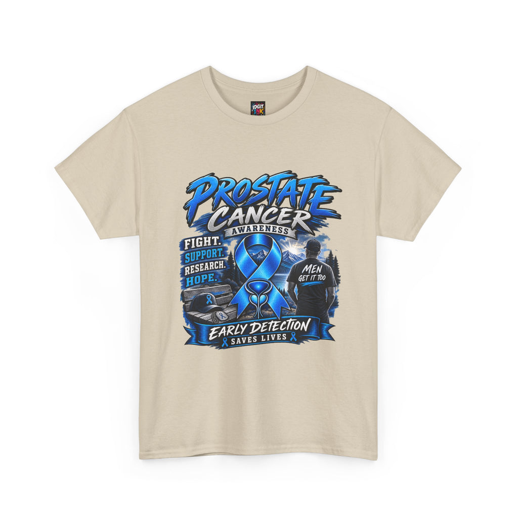 Prostate Cancer Awareness T-Shirt — Early Detection Saves Lives (Blue Ribbon)