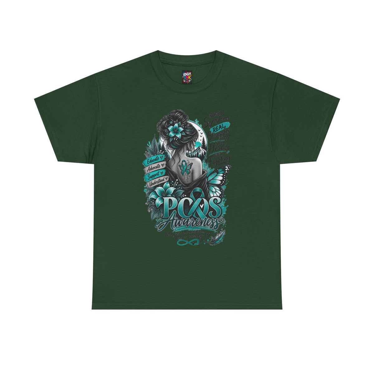 PCOS Awareness Shirt Teal Ribbon Empowerment Tee