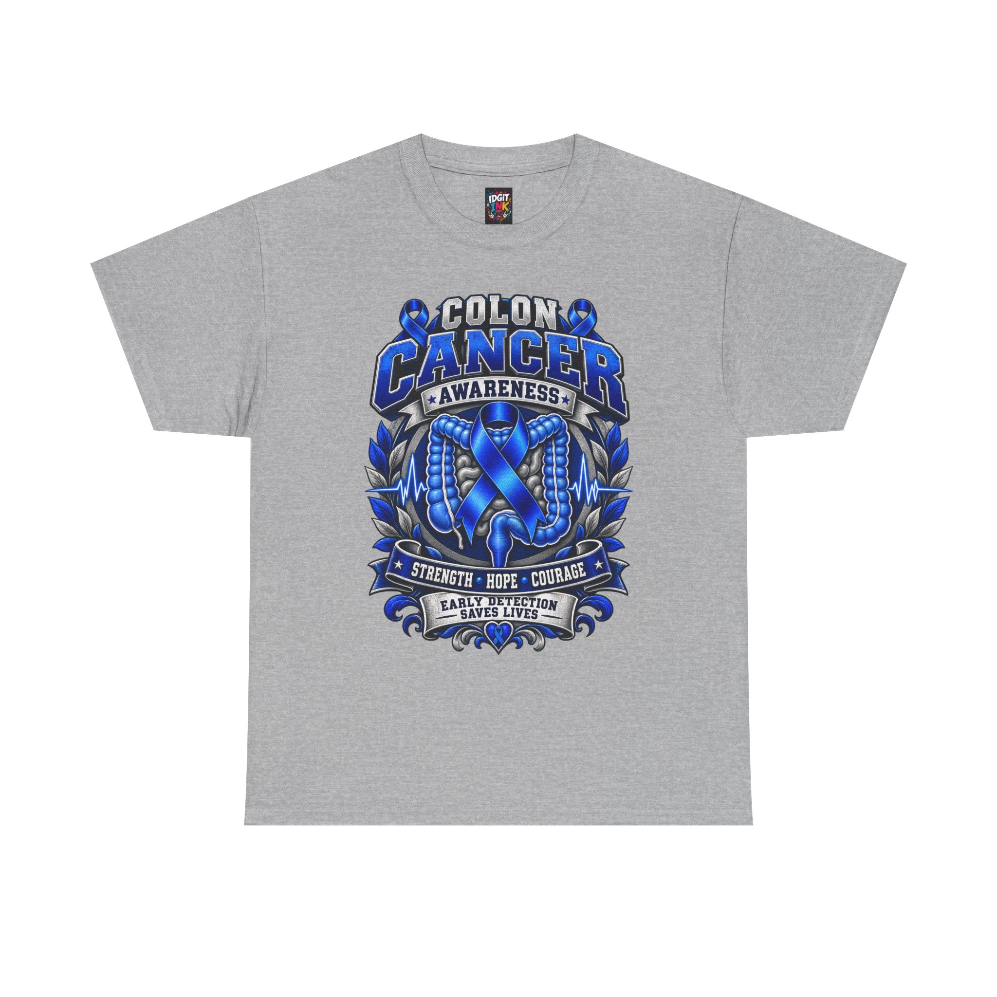 Colon Cancer Awareness T-Shirt — Strength Hope Courage Ribbon Design
