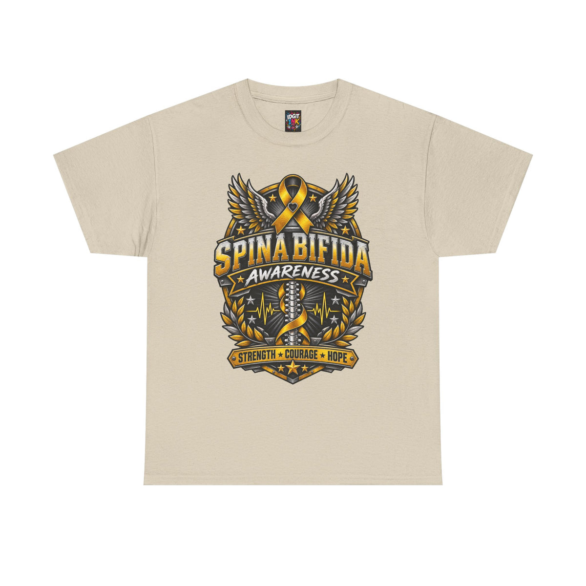 Spina Bifida Awareness  Gold Ribbon Strength Courage Hope
