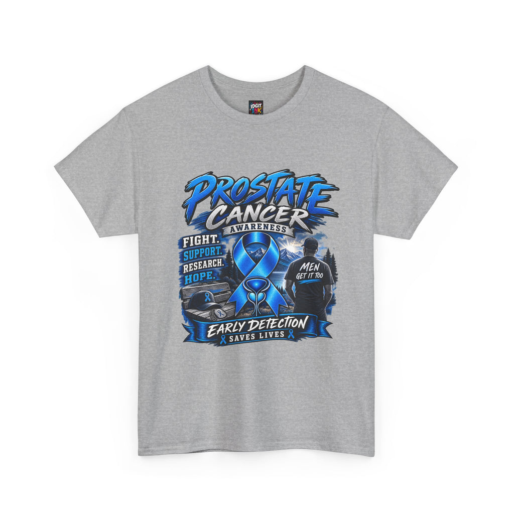 Prostate Cancer Awareness T-Shirt — Early Detection Saves Lives (Blue Ribbon)