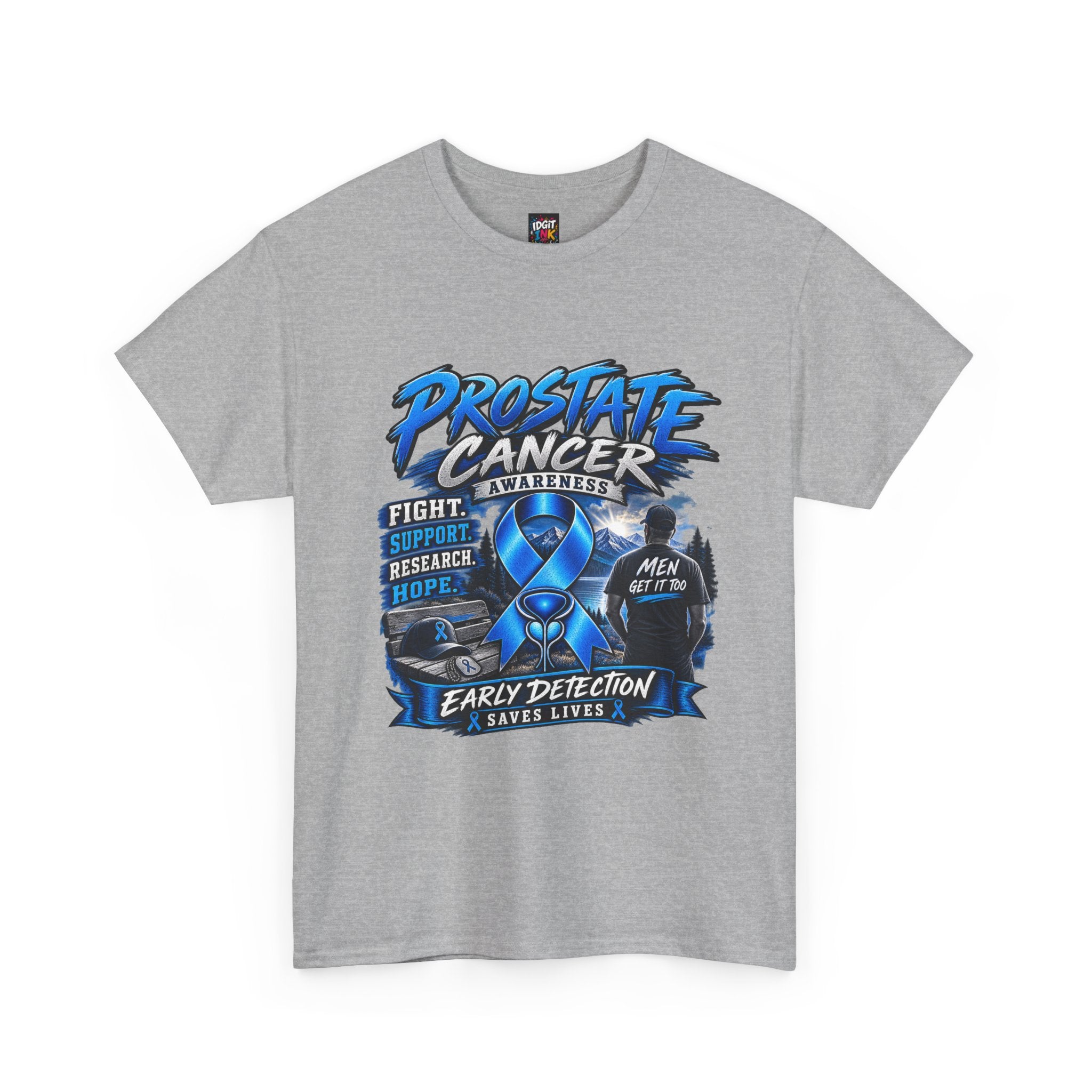 Prostate Cancer Awareness T-Shirt — Early Detection Saves Lives (Blue Ribbon)